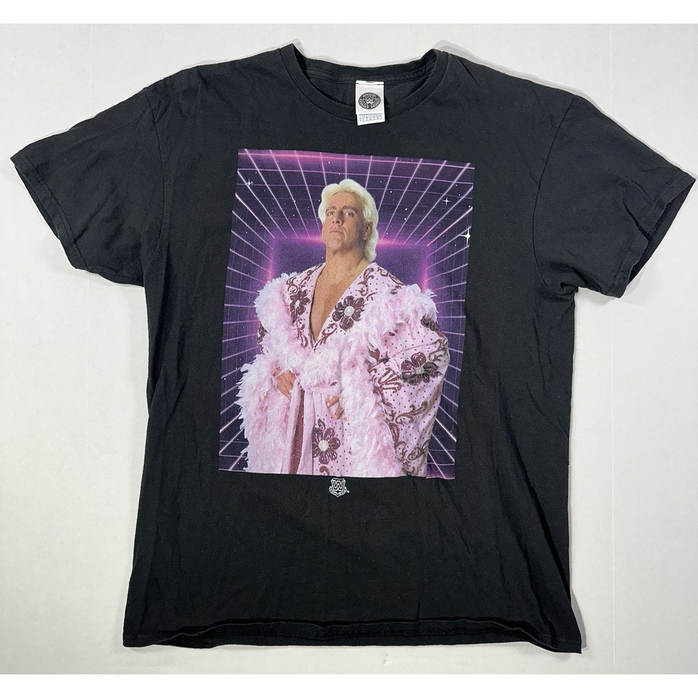 WWE Ric Flair Graphic T-Shirt Large Black 2017 Retro Freeze Licensed Wrestling T